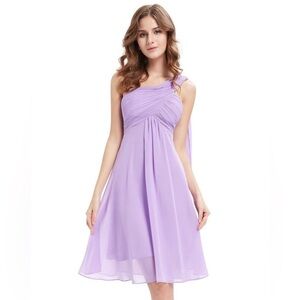 Ever-Pretty Women's One-Shoulder Solid Sleeveless Knee Fit-and-Flare Dress Sz 14